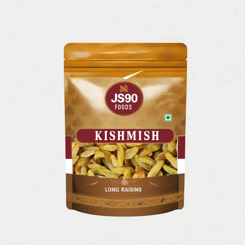 JS90 FOODS 1kg Premium Long Size Kishmish | Soggi Raisins | Lambi Golden Raisins | Dry Fruits for Healthy Snacking & Cooking