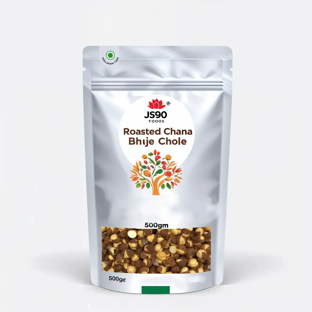 JS90 FOODS 500g Roasted Grams | Unsalted & Unflavored Bhuje Chole | Healthy Protein-Rich Snack | No Added Salt or Spices